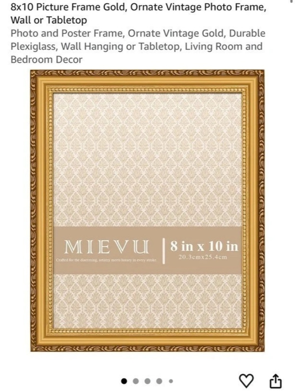 MIEVU 8x10 Picture Frame Gold, Ornate Vintage Photo Frame 8x10 Ornate Vintage